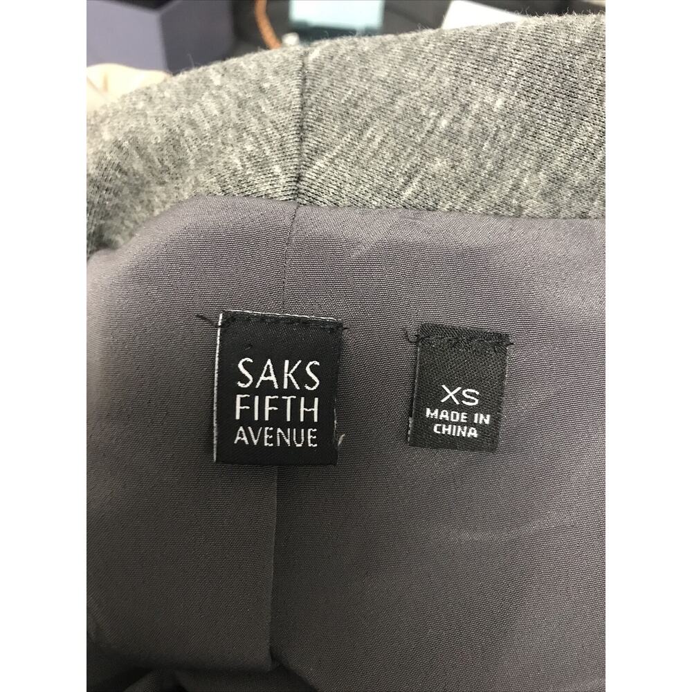 Saks 5th Avenue Blazer Womens XS Heather Gray Knit Single Button Ruched Modern - Picture 5 of 10